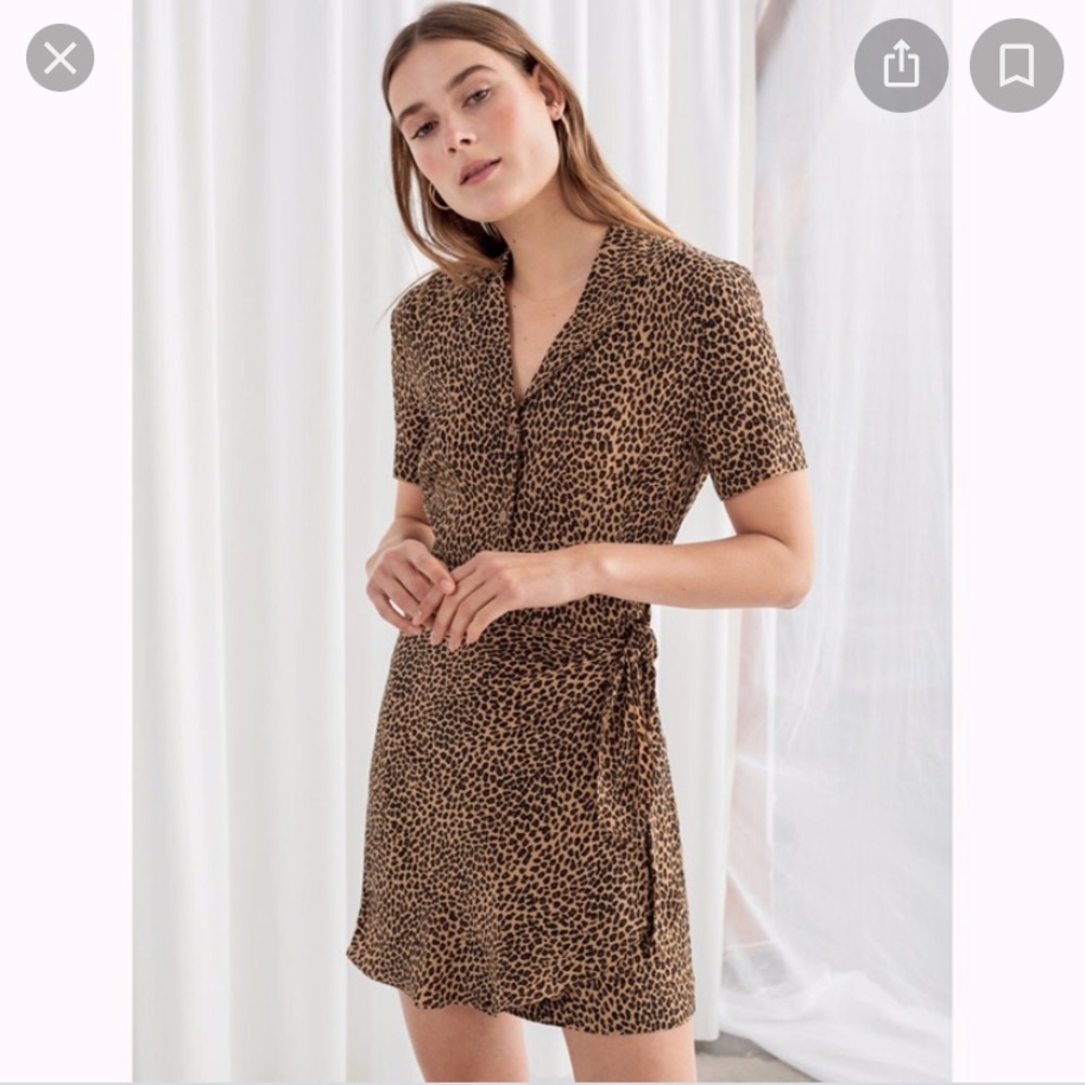 & Other Stories mini cheetah print wrap dress